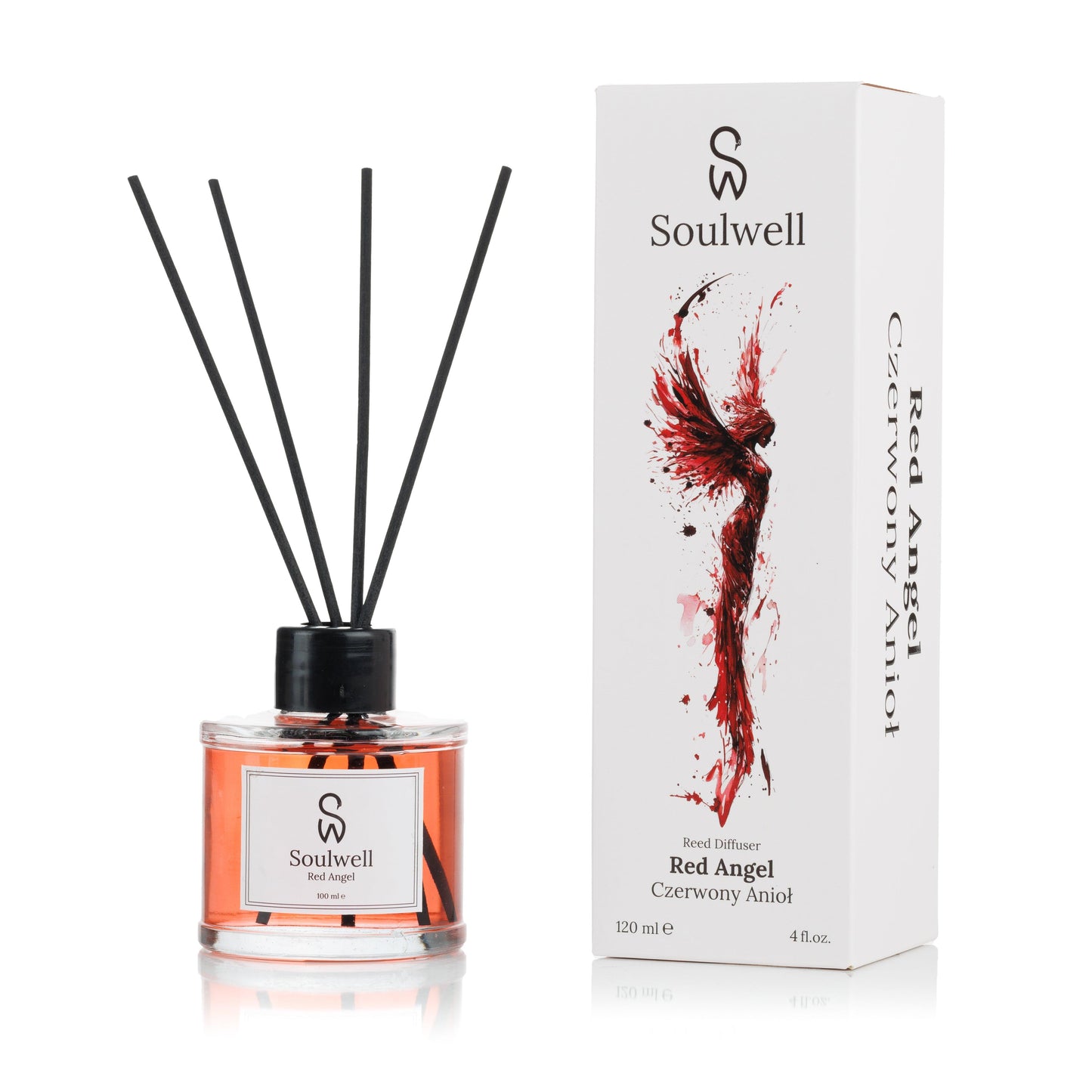 Czerwony Anioł - Zapach do Domu z Patyczkami 120ml | Dekoracyjny Dyfuzor - SOULWELL